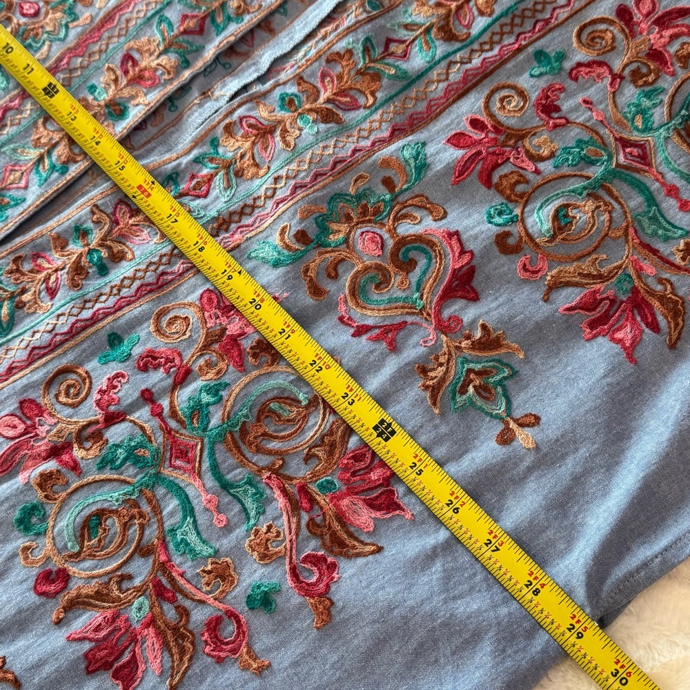 Umgee Floral Embroidered Chambray Open Cardigan/ Coverup- small S/M oversized - Picture 12 of 13